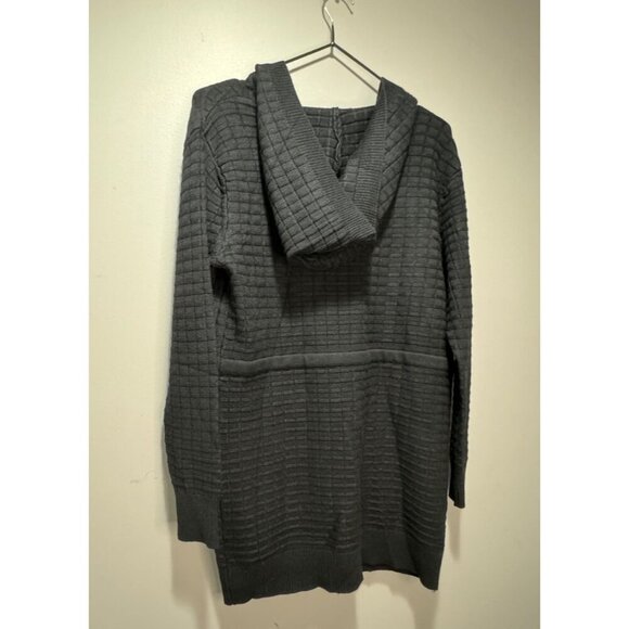 S.CHRISTINA Cashmere Black Long Hooded Cardigan Sweater Womens Size S/M Textured - Picture 2 of 4